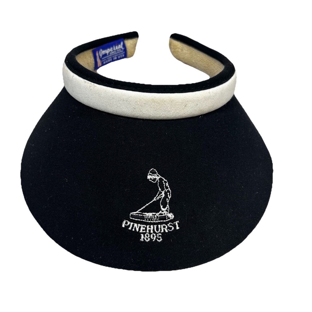 Vintage Pinehurst 1895 Black Made in USA Imperial Golf Visor Hat
